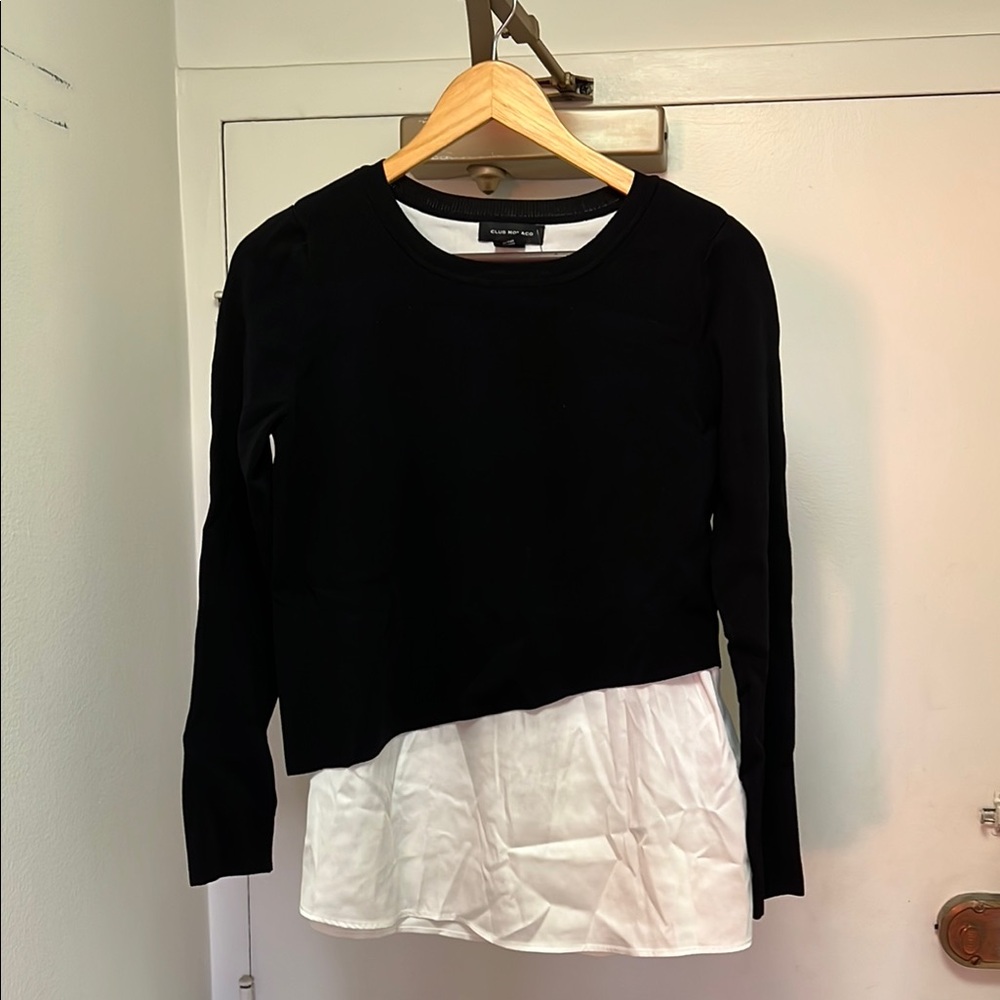 Club Monaco Black and White Layered Sweater